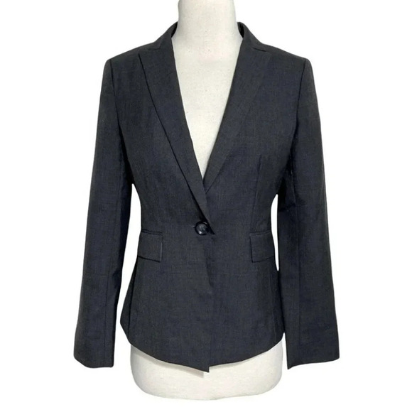 Ann Taylor 4P‎ dark gray 1 button career blazer - Picture 1 of 8